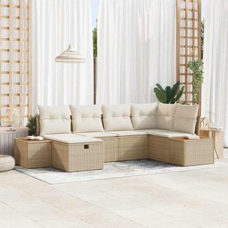 vidaXL Conjunto De Sof&aacute; De Jard&iacute;n 6 Pcs Beige 55 X 62 X 69 Cm Vidaxl