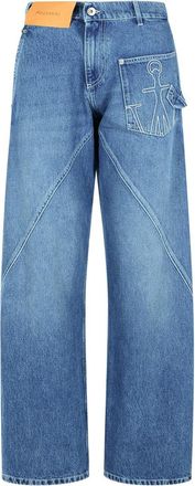 J.W.Anderson Workwear Cotton Pants With Light Blue Twisted Leg