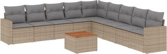 vidaXL Juego De Sof&aacute;s Jard&iacute;n Con Cojines Beige 10 Pzas Rat&aacute;n Sint&eacute;tico Vidaxl