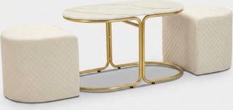 Les Tendances Mesa De Centro Moderna Con 2 Pufs Relax Para Sal&oacute;n