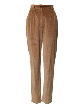 Dolce & Gabbana Womens Brown Cotton Corduroy Tapered Pants Elastane