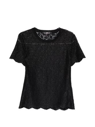 Ermanno Scervino Black Lace Round Neck T-Shirt