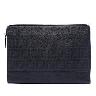 Fendi Pre-owned Fendi Leather Trimmed Zucca Coated Canvas Clutch Ladies G0CY4IG8JVQQWKKY