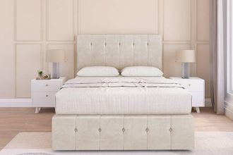 Sloomy Cambridge Plush Divan Set 2 Drawers - 26 Headboard-12 Footboard in Cream | Size: Super King