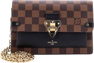 Louis Vuitton Black Damier & Leather Vavin Chain Wallet Nm (Authentic Pre- Loved)