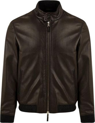 The Jack Leathers East Village Jas met Hertenprint - Heren - Leren en Su&egrave;de Jassen - Bruin - M - Leer - Jassen