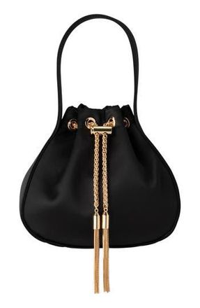 Olga Berg Miki Satin Drawstring Clutch in Black at Nordstrom Rack