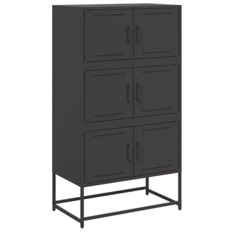 vidaXL Aparador De Acero Negro 68,5x38,5x123,5 Cm Vidaxl