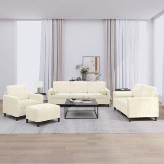 vidaXL Juego De Sof&aacute;s Con Cojines 4 Piezas Terciopelo Crema Vidaxl
