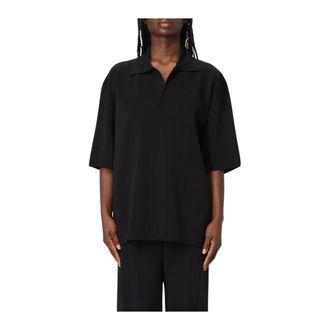 Ami V-neck Knitwear, female, Black, Size: S Collared Short-Sleeve Knit Top