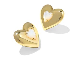Kendra Scott Sasha Heart Stud Womens Earrings Earring Gold Freshwater Cultured Pearl, Brass