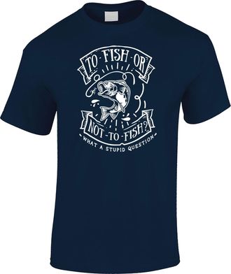 Bang Tidy Clothing Fishing Gift for Men, to Fish Or Not to Fish Fishing T Shirt Fisherman Present Dad, Uncle, Brother Grandad Christmas Fathers Day - Navy-L