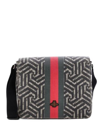 Gucci Bee Web Flap Messenger Bag Caleido GG Coated Canvas Medium crossbody bag - Black