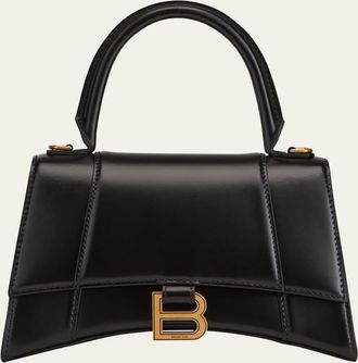 Balenciaga Hourglass Small Shiny Leather Top-Handle Bag