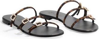 Temperley London Eclipse Leather Flat Sandals in Leopard at Nordstrom, Size 11