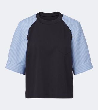 sacai Striped cotton T-shirt