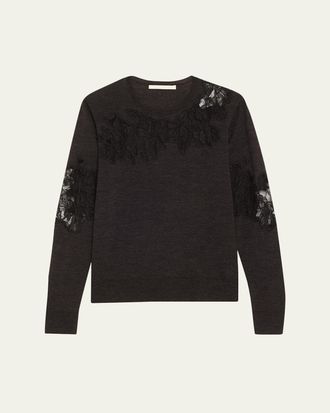 Jason Wu Lace-Inset Merino Wool Sweater
