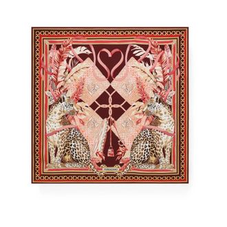 Ferragamo Accessoires, Dames, Veelkleurig, ONE Size, Leer, Gancini Print Zijden Sjaal