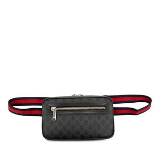 Gucci Gray Navy Red Color Leather Shoulder Bag Sling Bag (Pre-Owned)