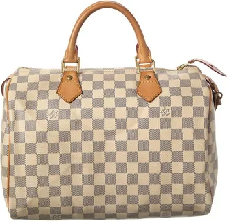 Louis Vuitton White Damier Azur Coated Canvas Speedy 30 (Authentic Pre-Loved)