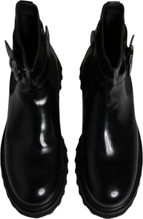 Dolce & Gabbana Black Belted Dg Logo Men Chelsea Boots Shoes Calf Leather