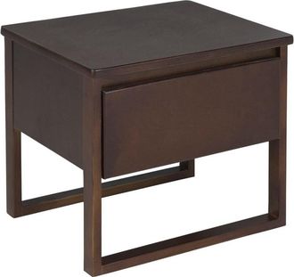 Beliani Mesita de noche 1 caj&oacute;n madera de pino marr&oacute;n oscuro