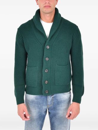 Drumohr button shawl-collar cardigan - men - Merino - 54 - Green