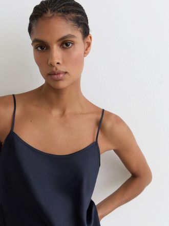 Reiss Navy Silk Cami Top, 16