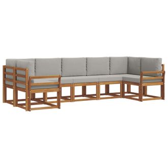 vidaXL Conjunto De Sof&aacute;s De Exterior 7 Pcs Gris Natural Y Claro Vidaxl