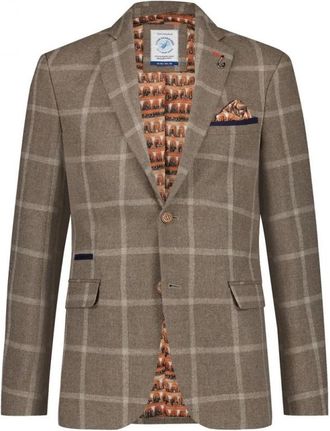 A Fish Named Fred Geruite Blazer in Zand Katoen - Heren - Blazers - Beige - 2XL - Katoen - Jassen
