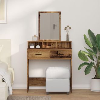 Berkfield Home Dressing Table with Drawers - Vintage Wood 79x41x140 cm in Brown | Size: 79 x 41 x 140 cm