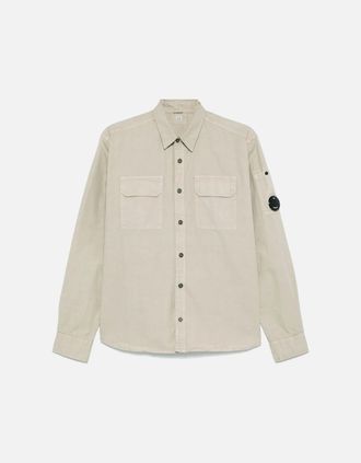 C.P. Company Mens Organic Gabardine Lens Shirt Beige - Tan - Size: 44/Regular