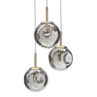 Beliani Beliani - L&aacute;mpara De Techo De Vidrio Transparente Lat&oacute;n 121 Cm Colgante 3 Luces Ralfes