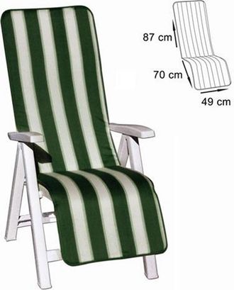 Trade Shop Trade Shop - Cuscino Coprisedia Sedia Sdraio Giardino Seduta Schienale Righe Verde 157x49cm