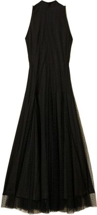 Twin-Set Sleeveless Black Maxi Dress With Tulle Overlay