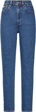 Calvin Klein Jeans Straight-Jeans CALVIN KLEIN JEANS HGH RS STRGHT CK ESS, Damen, Gr. 25, L&auml;nge 30, pacifico, Denim/Jeans, Obermaterial: 98% Baumwolle, 2% Elasthan, stra