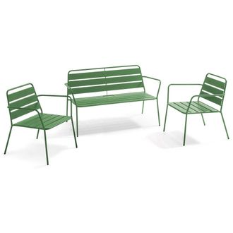 Oviala Conjunto de muebles de jard&iacute;n de metal verde cactus de 4 plazas