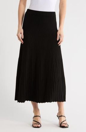 Max Studio Pleated Sweater Midi Skirt in Black-Black at Nordstrom Rack, Size X-Small