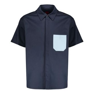 Ferrari Short Sleeve Shirts, male, Blue, L, Cotton Shirt with Patch Pocket