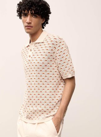 Les Deux Mens Esmay two-tone jacquard knit Polo Shirt