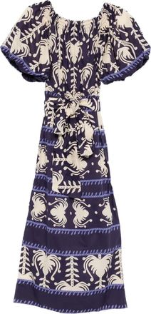 Johanna Ortiz Off-shoulder midi-jurk met patroon - Paars