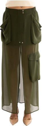 Pinko Pinko, Rokken, Dames, Groen, L, Polyester, Lange Georgette Rok met Zakken