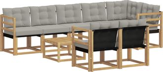 vidaXL Conjunto De Sof&aacute;s De Exterior 9 Uds. Blanco Y Gris Claro Vidaxl