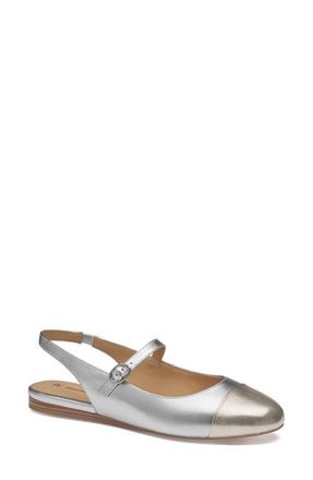 Johnston & Murphy Claire Mary Jane Slingback Flat in Metallic Sheepskin at Nordstrom, Size 8.5
