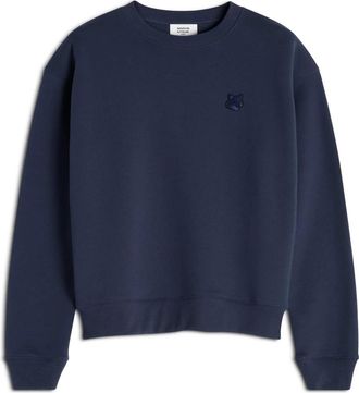 Maison Kitsun&eacute; Sweatshirt van geborsteld fleece - Dames - Sweatshirts - Blauw - M - Katoen - Hoodies & sweatvesten