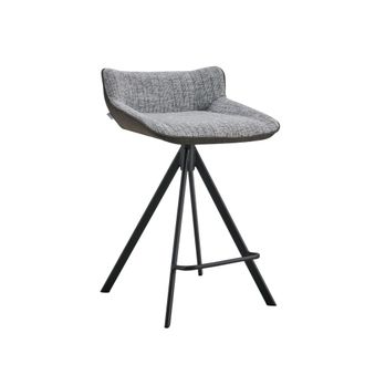 Koketto Home Taburete bajo con asiento tapizado gris claro y marr&oacute;n