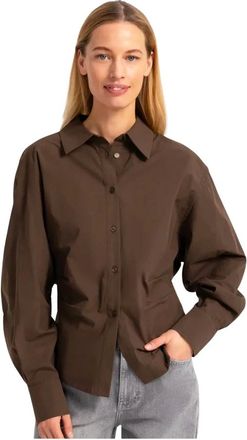 YaYa Blusa con acento en la cintura y detalle de pliegues - Blouses & Shirts - Mujer - Marr&oacute;n - 2XS