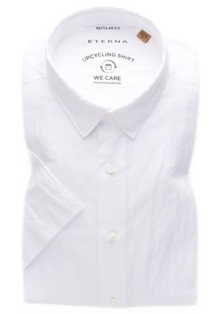 Eterna Kurzarmhemd ETERNA REGULAR FIT, Herren, Gr. L, US-Gr&ouml;ssen, wei&szlig;, 32% cotton, 54% Leinen, 14% Lyocell, normal, Hemden Kurzarmhemd, EASY IRON (b&uuml;gelleic