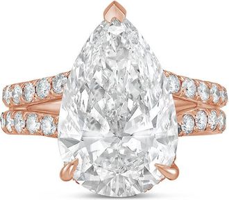 Diana M. Jewels 18kt rose gold 6ct lab grown pear diamond Micropav&eacute; Split Shank Ring