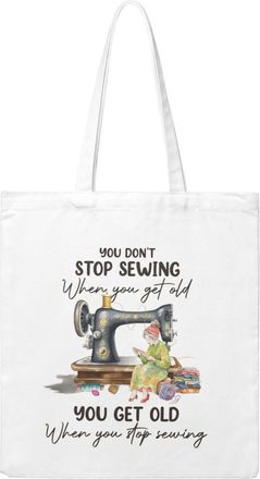 Generic You DonT Stop Sewing Canvas Tote Bag For Sewers & Knitters, Sewing Theme Reusable Grocery Bag, Funny Crafting Gift For Women, Large Capacity Canvas Sh